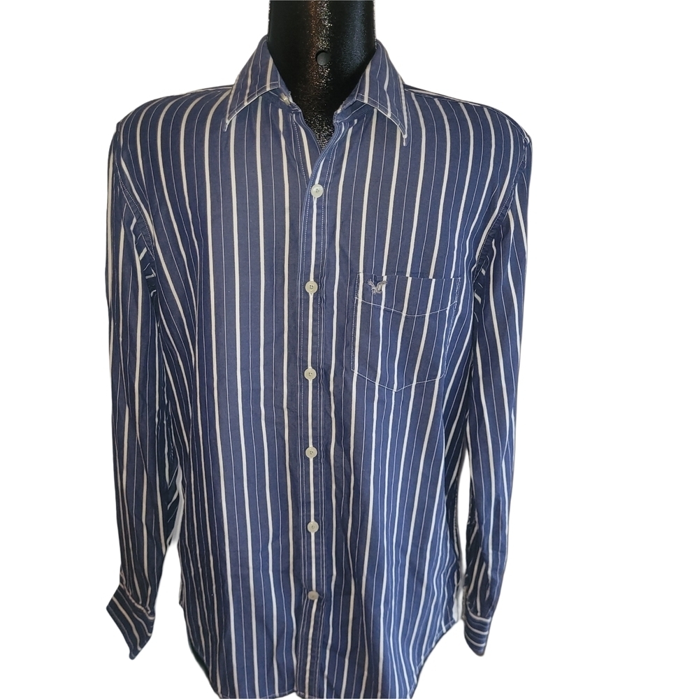 American Eagle Blue And White Striped Shirt Size M